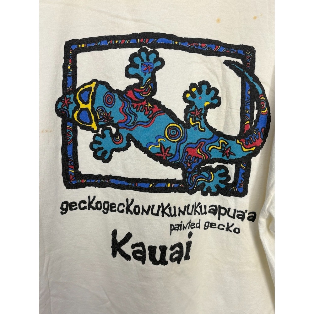 Gecko Hawaii Graphic Shirt‎ Men's Short Sleeve CrewNeck 2XL Vintage Hanes Kauai
